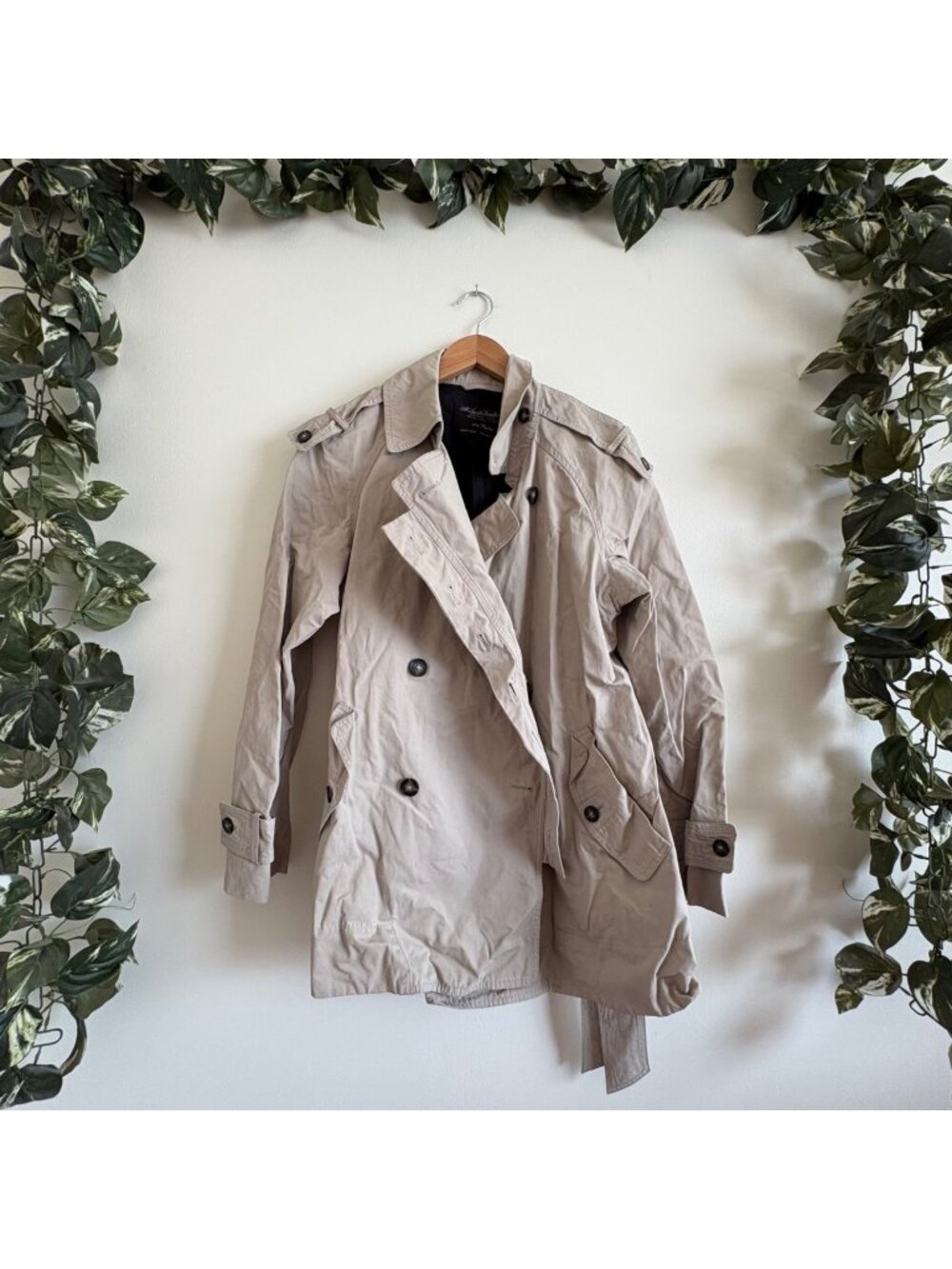 AllSaints Sherlock Double Breasted Trench Jacket Tan Women’s Size 12